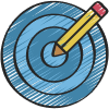 A picture of a pen hitting a target illustrating caratcode expert content creation service in writing engaging meta description that converts and attract the target customers.